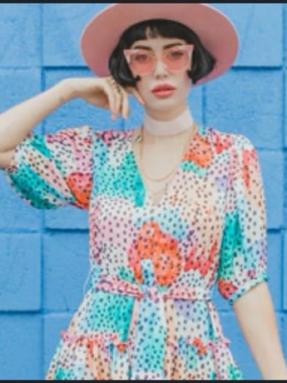 Traffic People Art To Wear Retro Polka Dot Tiered Ruffle V-Neck Dress Size XS